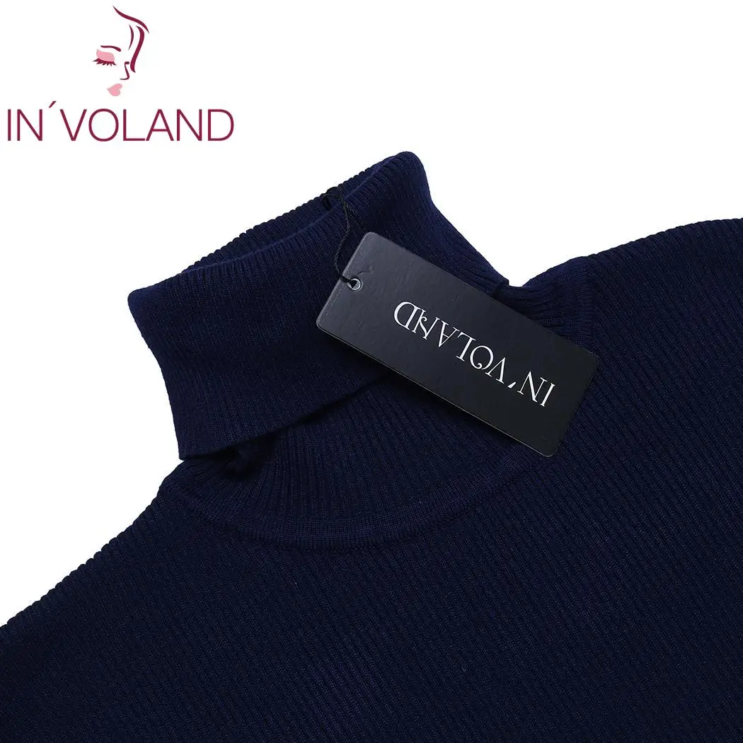 IN'VOLAND Plus Size Women Sweater Turtleneck Temperature Long Sleeve Casual Winter Pullover Solid Knit Female Sweaters | Женская