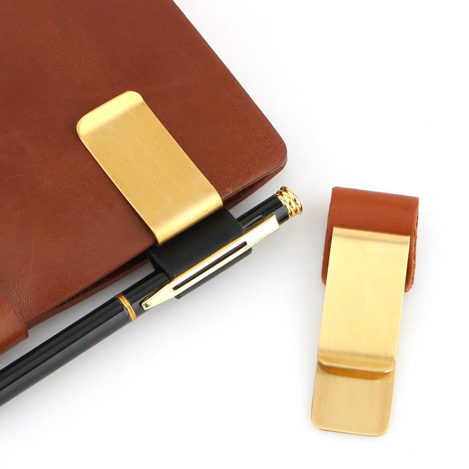 Металл латунь клипсовый держатель для Винтаж натуральная кожа дорожная записная