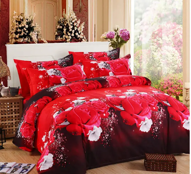 Fashion Luxury Printed 3D flower Bedding Set Queen King Full Size Bed linen Sheet Duvet Cover Pillow Case Sets c | Дом и сад