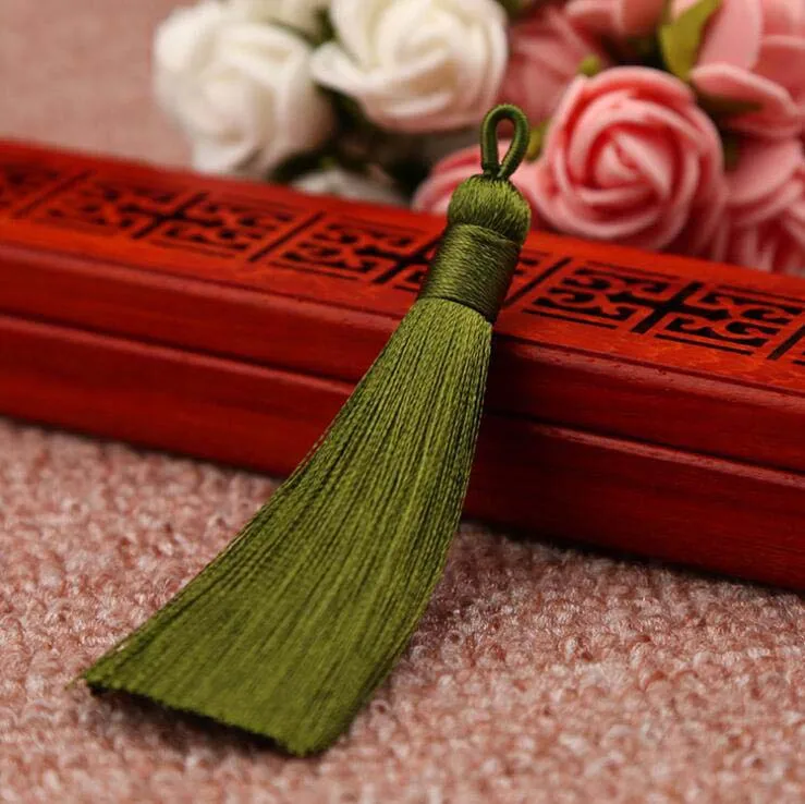 ArmyGreen x50PCS 50 шт. X 8 см бахрома отделка кисточки для Сделай Сам ремесла Ювелирные изделия шторы телефон одежда сумки подушки Закладка украшения ледяной шелк - Цвет: ArmyGreen x50PCS