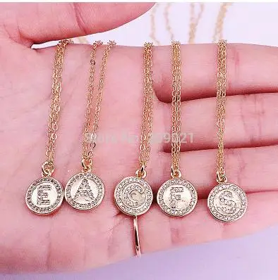 Necklaces 20 шт Золото Цвет микро проложить белый CZ кубический цирконий инициалы A-Z 26 алфавитов ожерелья с буквой для Для женщин/Для мужчин - Окраска металла: Necklaces