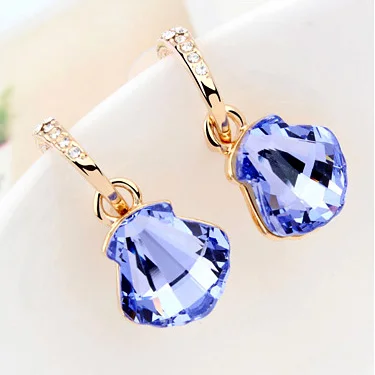 

ANNGILL Christmas Gifts Crystals from Swarovski Gold Color Dangle Drop Earrings Charm Women Gifts Bridal Jewelry