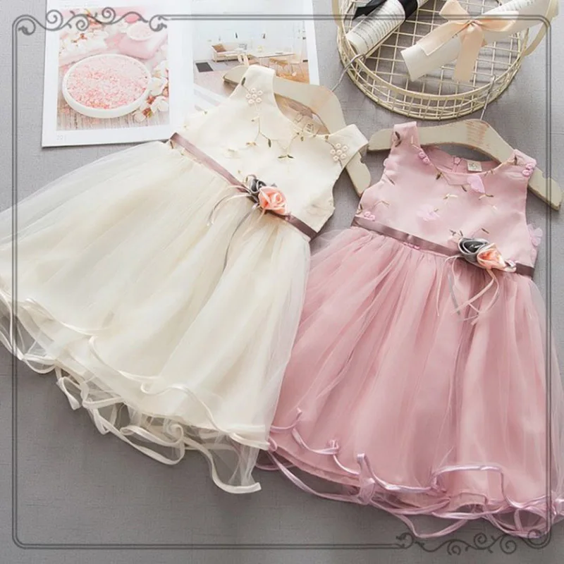 2019 Girls summer dress new children fashion sleeveless wedding mesh for girls kids party princess dresses clothing 1-4Y | Детская