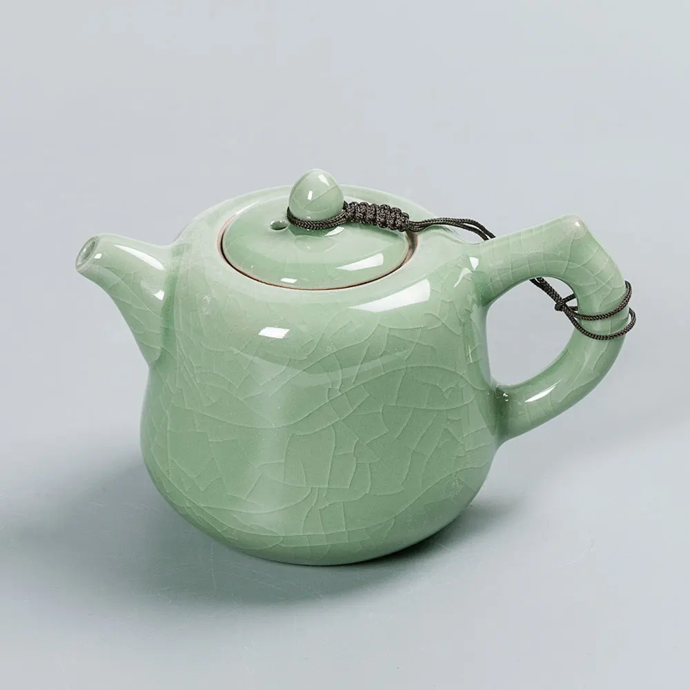 Newchinaroad green Chinese kung fu tea set with crackled glaze including 1 teapot*6 teacups*1 sharing pot*1 strainer (10pcs) | Дом и сад
