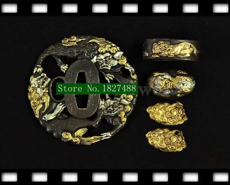 Тема Лев высокое качество фитинг латунная защита Tsuba для японского катаны меча