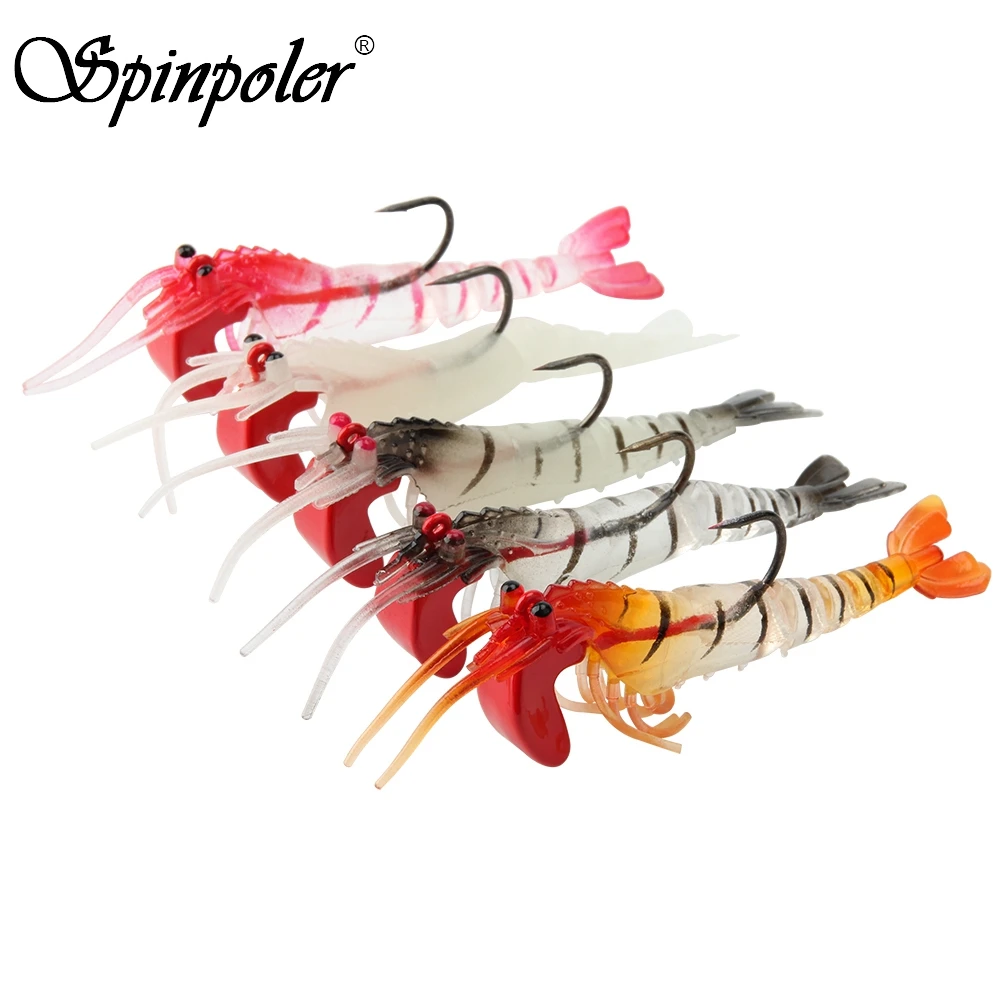 Spinpoler 2 шт. мягкого TPR креветки приманки 9 см/12 4 г Мягкая рыболовная приманка