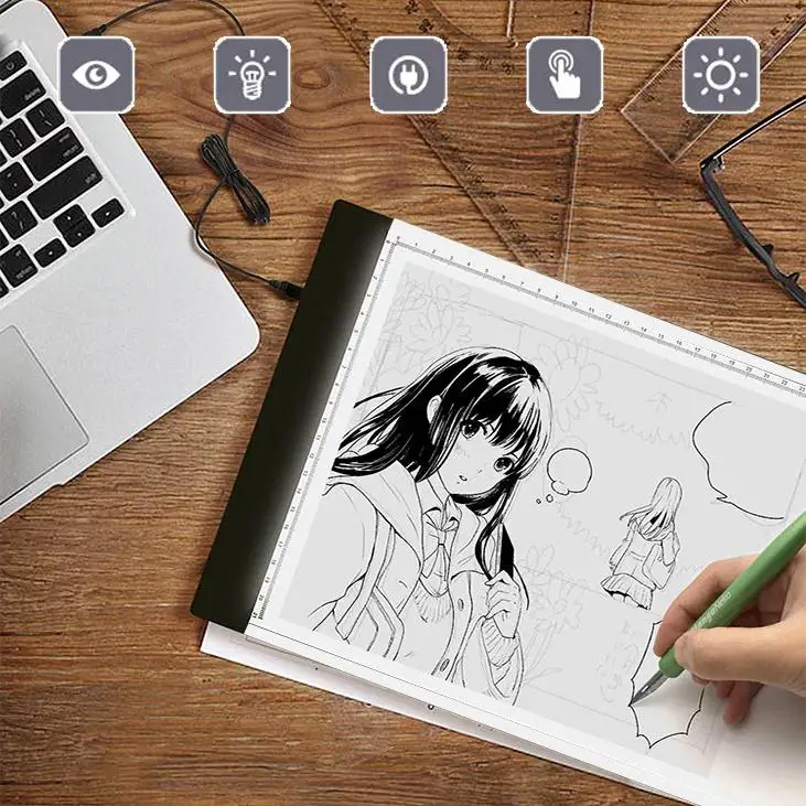 A4 светодиодный цифровой бесступенчатое приглушить рисунок, графика Tablet светильник с аниме коробка калькирование, копирование доска для рисования письменный стол копия колодки