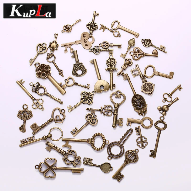 Vintage Brass Metal Mixed Each Different Key Charms DIY Handmade Jewelry Decoration Pendant 70 pieces/lot | Украшения и