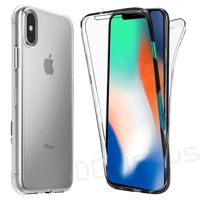 360 градусов чехол для iPhone 8 7 6 6S Plus телефон мягкий TPU XS Max XR X 11 Pro 5 SE 5S защитный на весь
