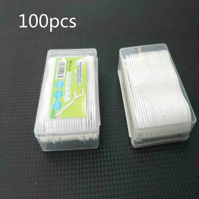 100pcs Dental Floss 14 пар 3D отбеливающие полоски для зубов передовые полоски для зубов Гигиена полости рта зубные отбеливающие нити для ухода за полостью рта инструмент стоматологические инструменты - Цвет: 100pcs Dental Floss