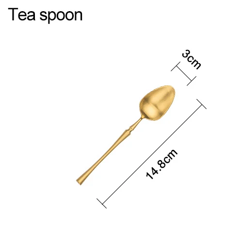 Tea spoon Новинка, набор столовых приборов радужного цвета, роскошная столовая посуда, 1 шт., матовая Полированная Посуда, 304, столовый нож из нержавеющей стали и вилка - Цвет: Tea spoon