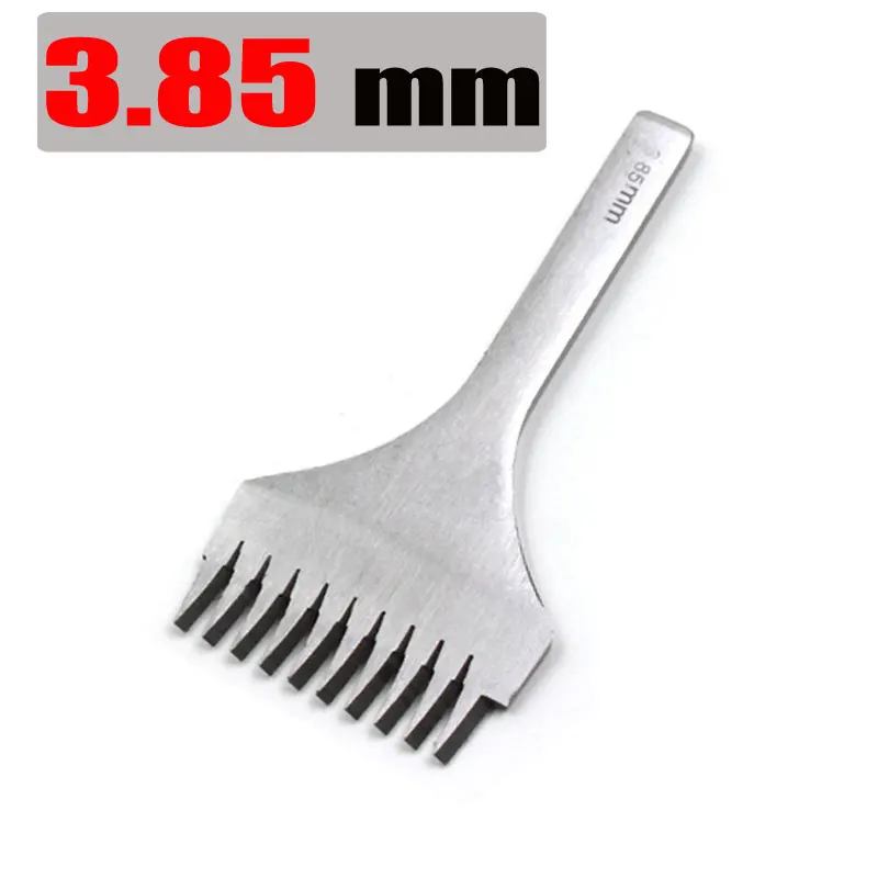 3.85mm 10prongs 2,7/3,0/3,38/3,85 мм Нержавеющая сталь плоский долото для кожи укалывание Утюг кожа инструменты ремесло Дырокол комплект набор инструментов для самостоятельного 2/5/10 зубец - Цвет: 3.85mm 10prongs