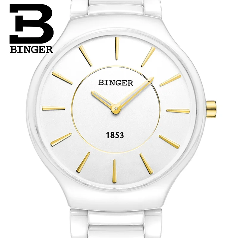 Big WG-Promotion Switzerland Binger Космические керамические кварцевые часы пара мода влюбленных стиль люксовый бренд водонепроницаемые наручные часы B8006 - Цвет: Big WG-Promotion
