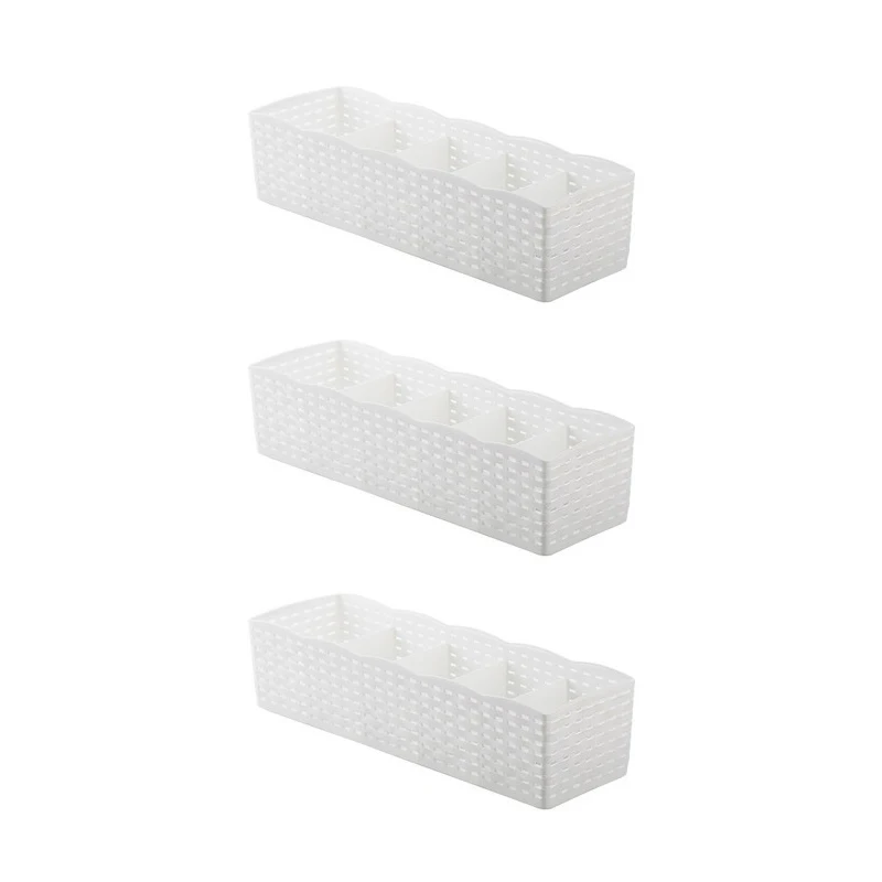 White - (Style A) 3 шт. коробка для хранения Organizador Носки Нижнее белье ящик Органайзер Пластиковый Шкаф Ящики для хранения Макияж Контейнер Одежда Органайзер - Цвет: White - (Style A)