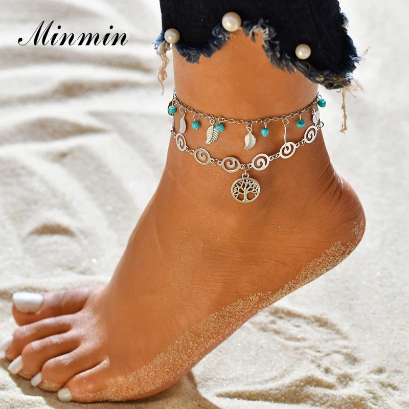 Женские многослойные браслеты Minmin Boho пляжные с подвеской в виде листа черепахи