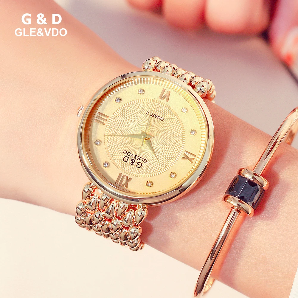 

G&D Women Analog Quartz Watches Luxury Design Orologi Donna Female Clock Ladies Bracelet Dress Wristwatch Relogio Feminino