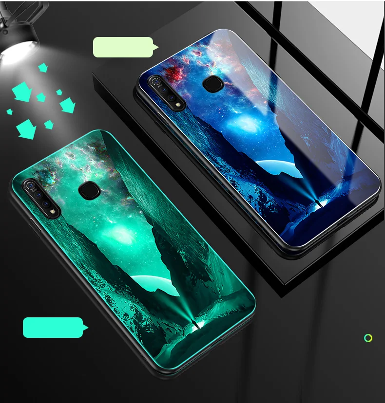 ДЛЯ vivo Z5X чехол Роскошный светящийся жесткий закаленное стекло защитный чехол на заднюю панель для vivo z5x Z5 X vivo z5x полное покрытие оболочки