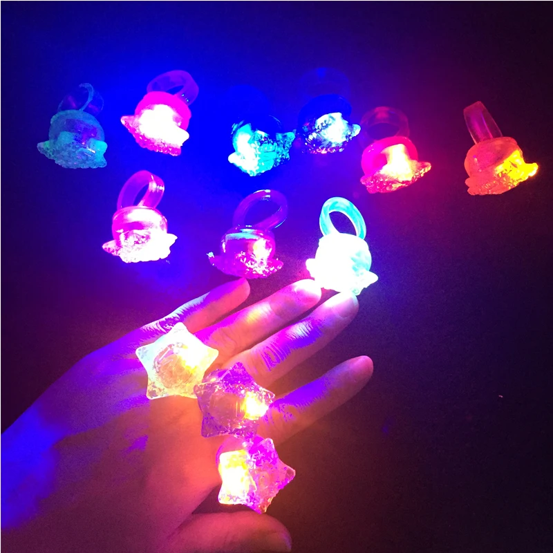 

New 30pcs Colorful Party LED Flashing Light Ring Rave Party Glow Jelly led love ring star Finger Rings For Christmas New Year