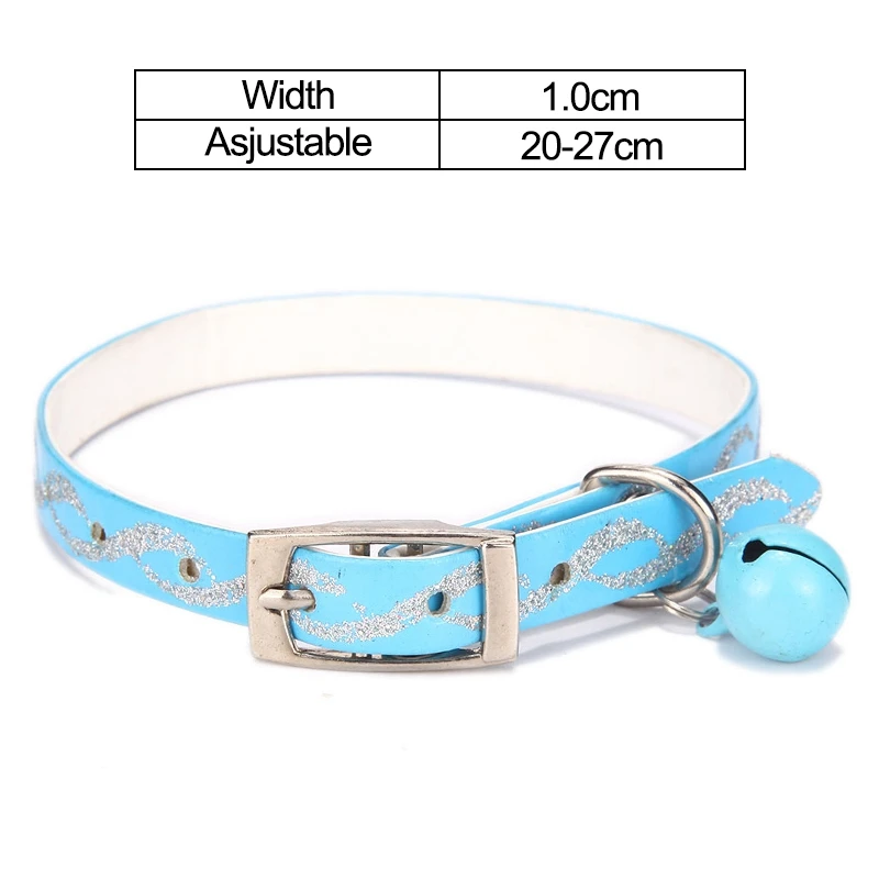 blue 2-jw0007 Ошейник для кошек с колокольчиком, продукт для домашних животных, для маленьких собак и котят, Светоотражающий ошейник для щенков, ошейник для кошек и поводок для собак JW0008 - Цвет: blue 2-jw0007