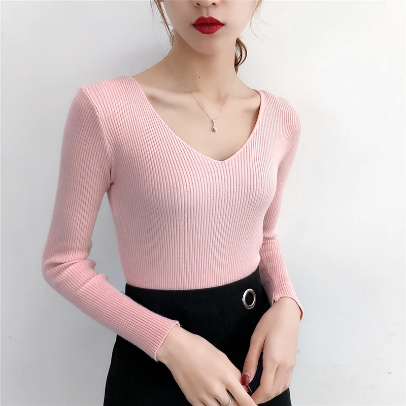 AOSSVIAO Women Sweaters And Pullovers 2021 Autumn Winter Knitted Warm Jumper Slim Stretch Sweater Female Pink Pull Femme | Женская