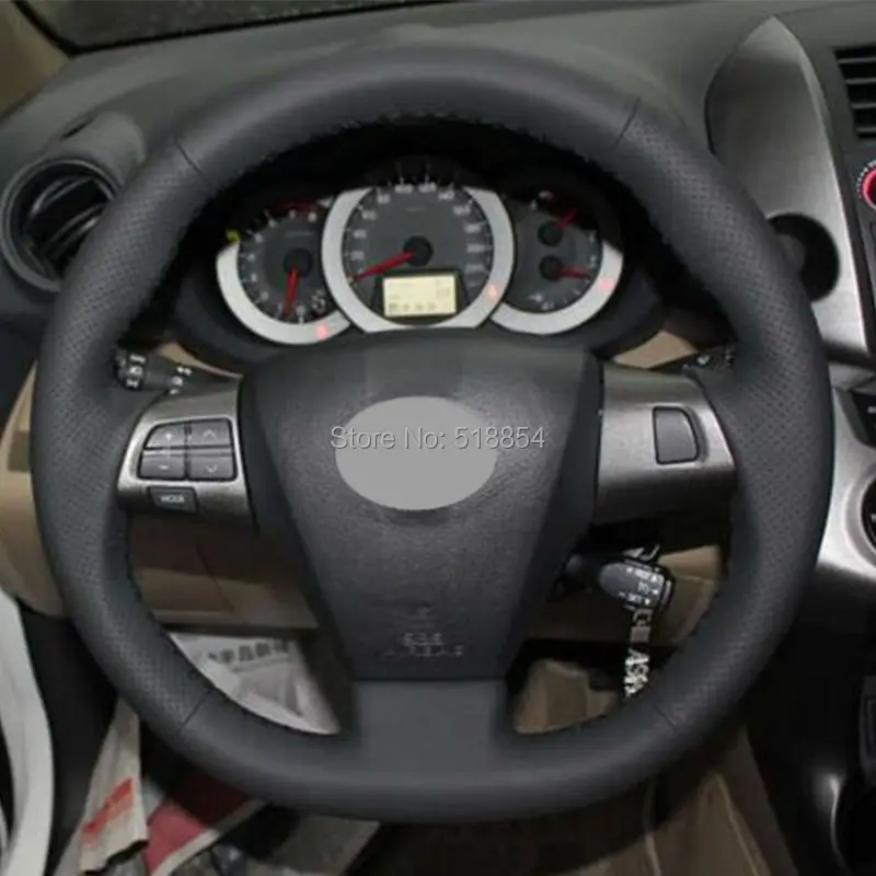 Черная искусственная кожа Чехол рулевого колеса автомобиля для Защитные чехлы для сидений, сшитые специально для Toyota Corolla 2011 2012 2013 RAV4 2011 2012