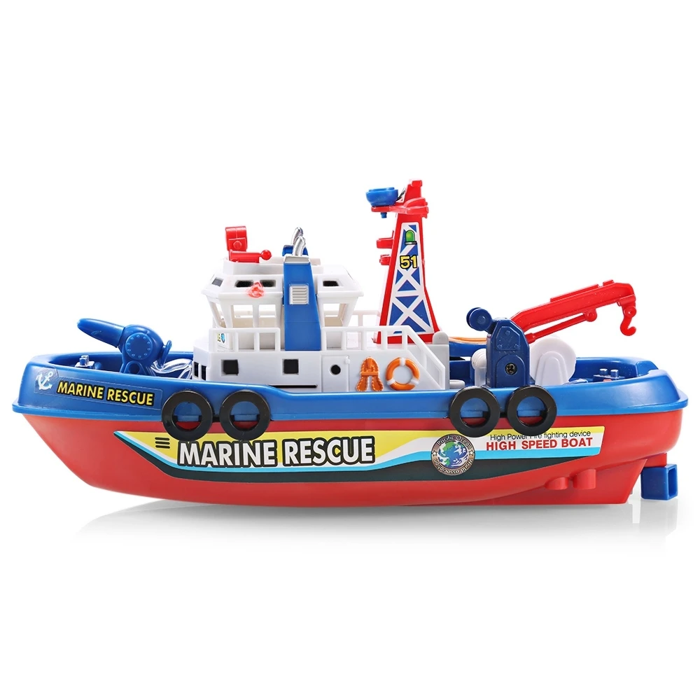 Electrical Boat Marine Rescue Toys with Sound and Light fire Electric Toy Navigation Non-remote Warship Gift High Speed |