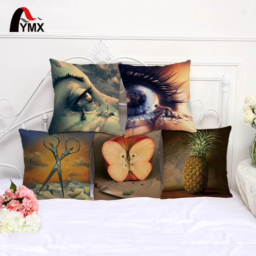 Наволочка для дивана из хлопка и льна с абстрактным принтом в стиле ретро