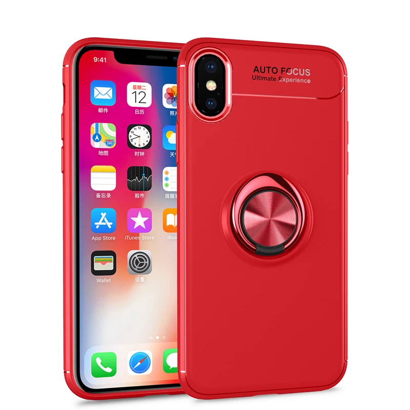 Роскошный чехол для iPhone Xs Max, чехол с магнитным кольцом, мягкий матовый Силиконовый чехол для iPhone X 5 5S SE 6 6s 7 8 Plus, чехол