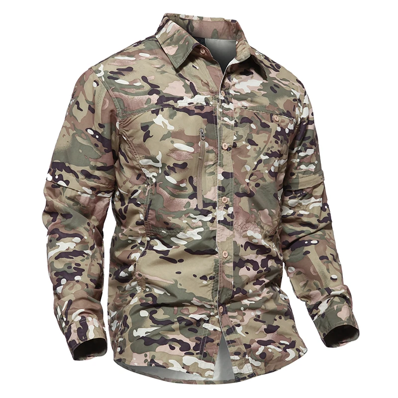 Refire gear Съемная уличная камуфляжная рубашка мужская летняя рубашка со съемным рукавом весенняя походная дышащая рубашка