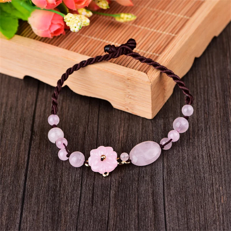 Yanting Ethnic Women Anklets Powder Crystal Stone Romantic Sweet Pink Foot Jewelry Glass Glazed Flower Gifts For Girl Female 010 | Украшения