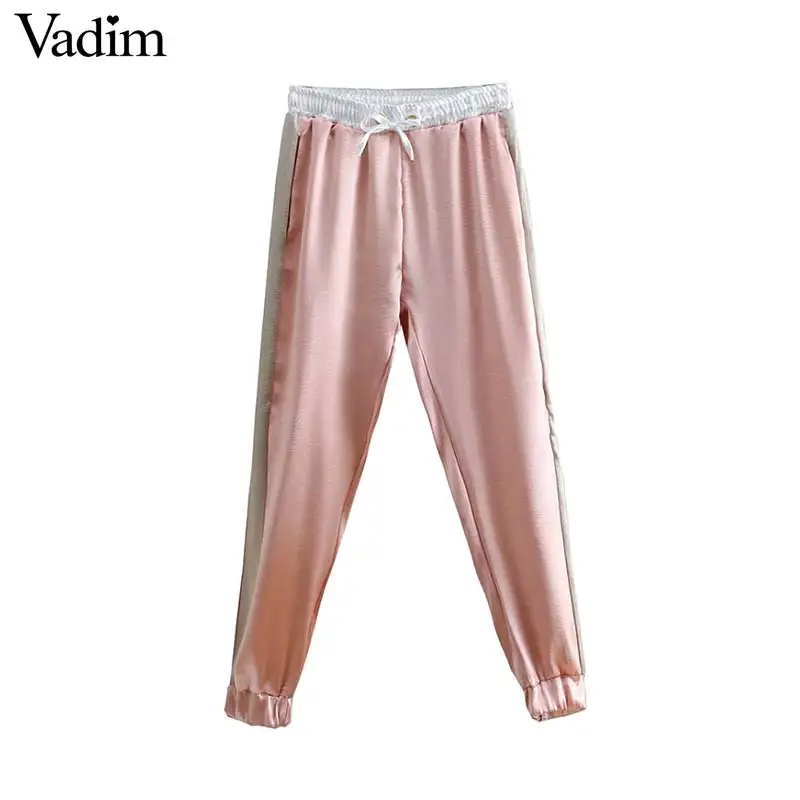 Vadim Женские уютные элегантные розовые повседневные брюки галстук бабочка пояса
