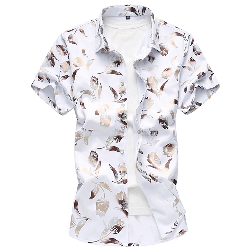 2018 новые Брендовые мужские рубашки с коротким рукавом Гавайские повседневные