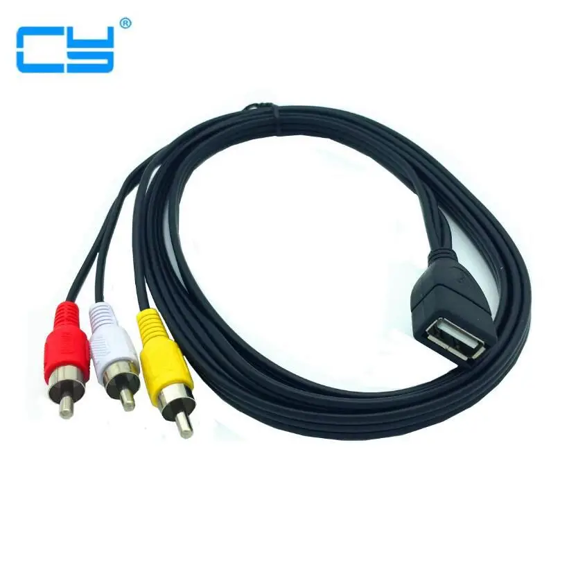 

1.5m 5 Feet USB A Female To 3 RCA Phono AV Cable Lead PC TV Aux Audio Video Adapter 150cm