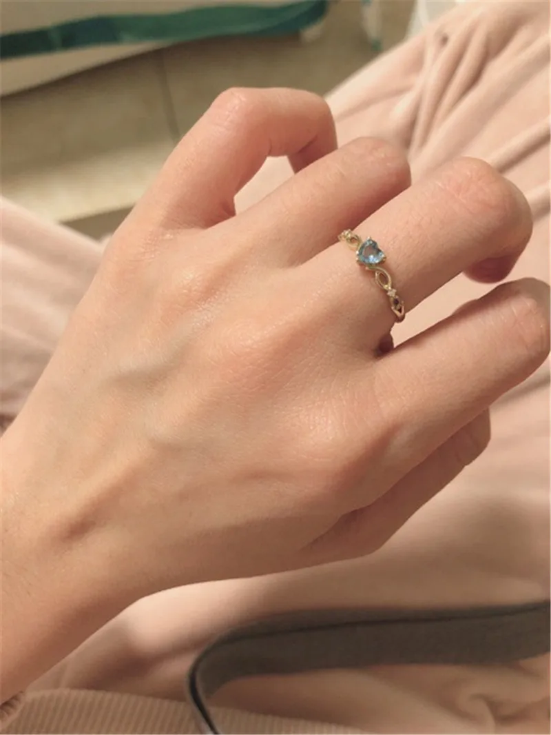 CC Simple Rings For Women Cubic Zirconia Blue Heart Wedding Ring Bridal Engagement Fashion Jewelry Bijoux Drop Shipping CC2291