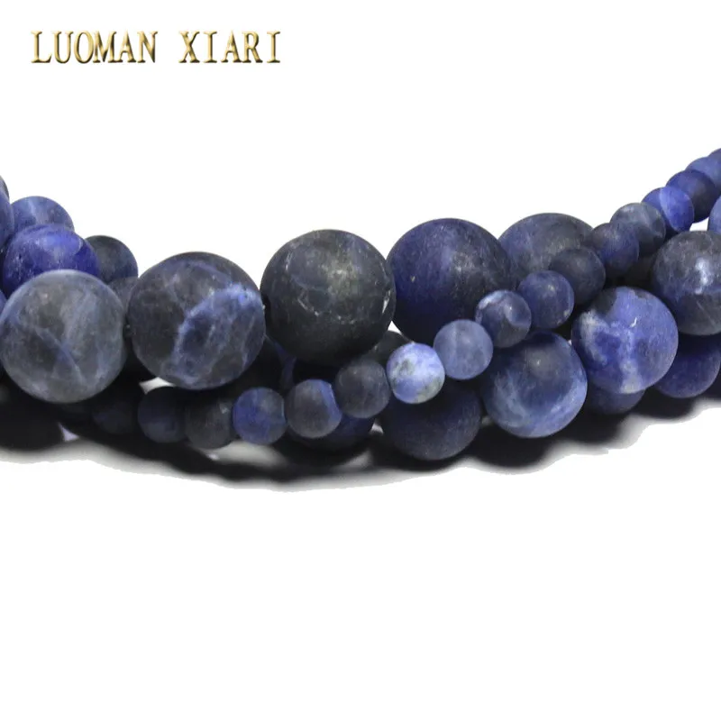 Круглые бусины содалита для изготовления ювелирных изделий натуральный тусклый