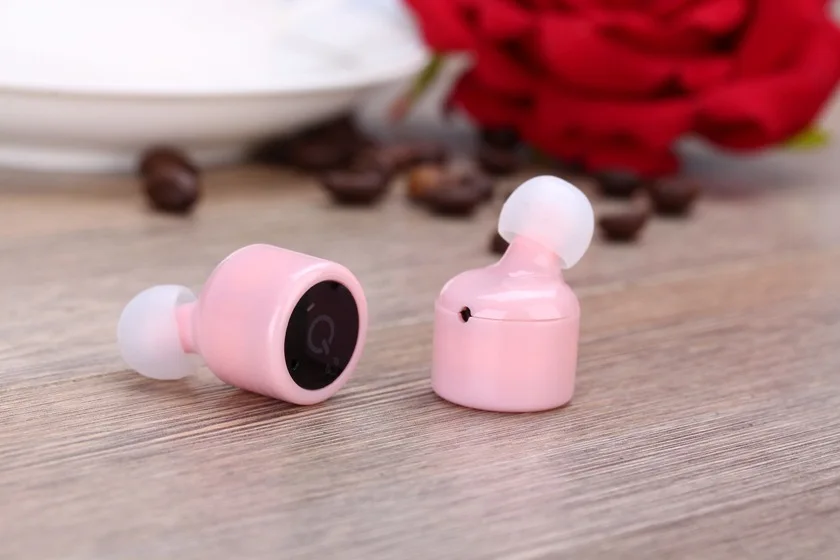 pink X1T мини-гарнитура bluetooth беспроводные наушники близнецов MP3 вкладыши с mic небольшой Удобный Stealth 4 вида цветов 25 шт./лот - Цвет: pink