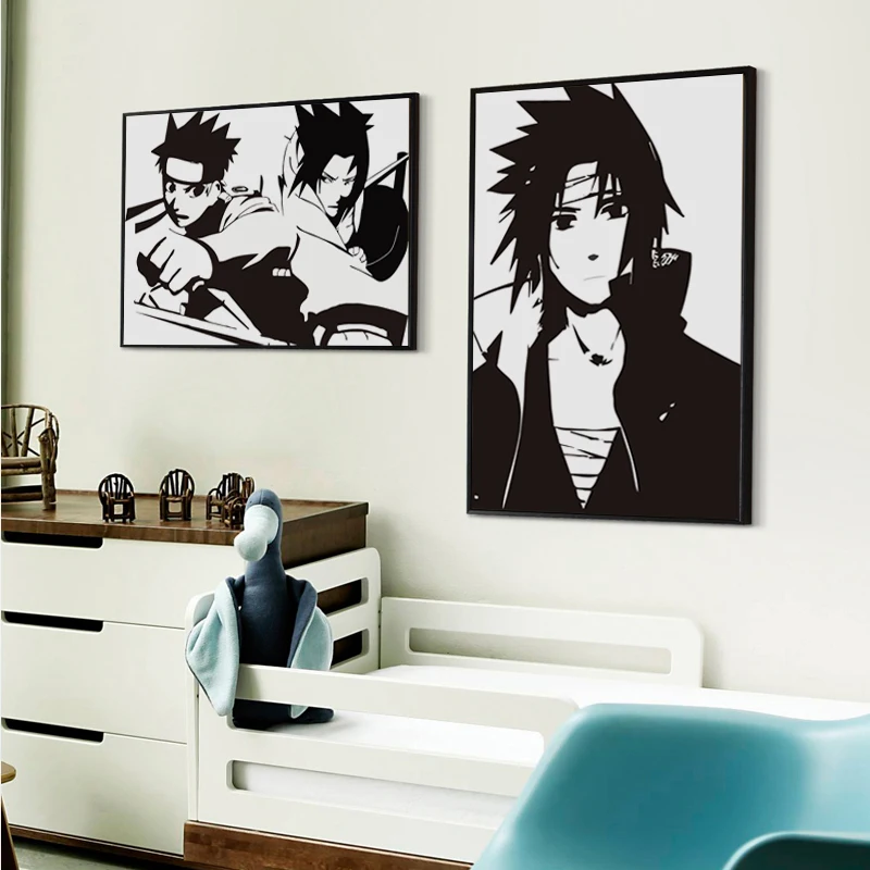 Аниме Наруто Uzumaki Naruto Uchiha Sasuke живопись на холсте мультфильмы Художественная