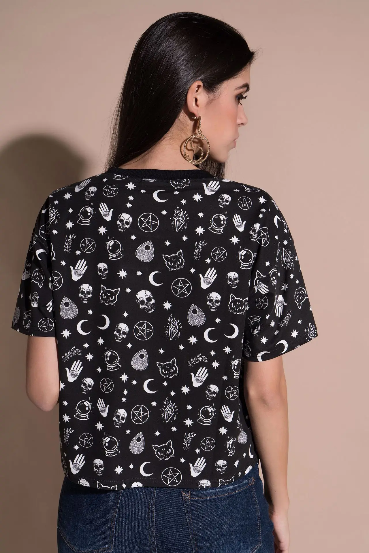 Мода o образным вырезом футболка с короткими рукавами Женская Повседневная для