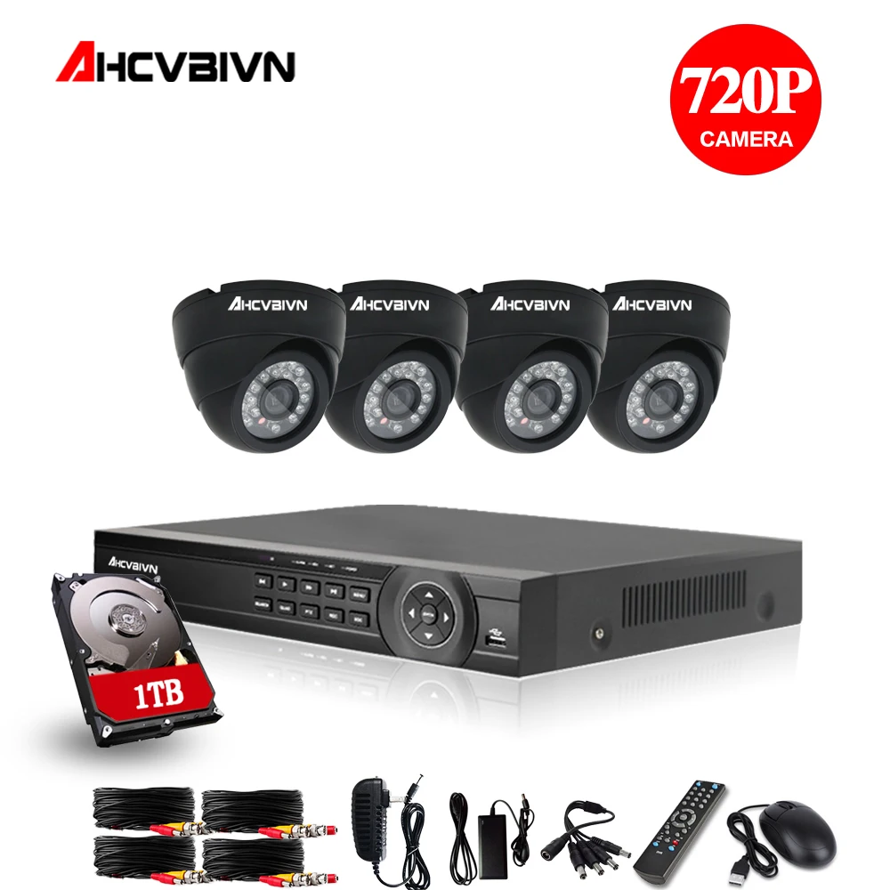 4CH 1080N AHD DVR 4 шт. 2000TVL ИК Ночное Видение домашняя CCTV камера 24 светодиода система