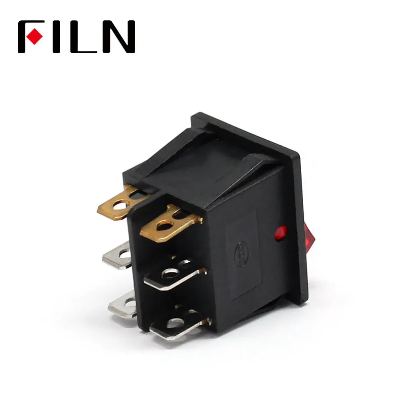 Kcd3 15A 250v AC кулисный переключатель 2 варианта цвета и цвета красного медные булавочные с Красной светодиодной лампой вкл/выкл переключатель с 6 шпильки