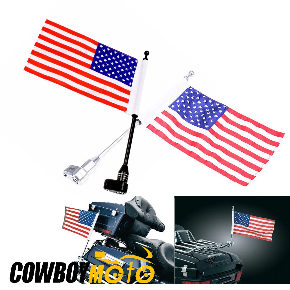 

1 Pair Motorcycle Rear Side Mount Flag Pole US USA America Flag For Honda Gold Wing GL1800 GL1500 2001-2011 04 05 06 07 08 09 10