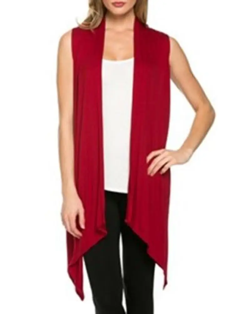 

MISSKY Women Simple Casual Solid Color Cardigan Sleeveless Tops