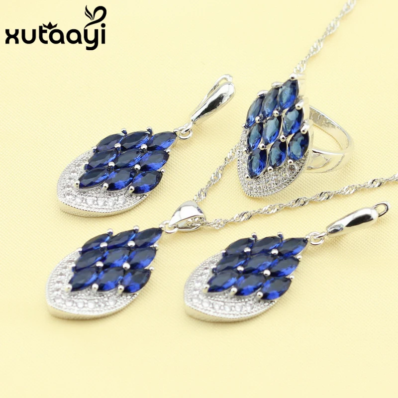 Превосходный серебряный комплект ювелирных изделий из трех предметов ожерелье