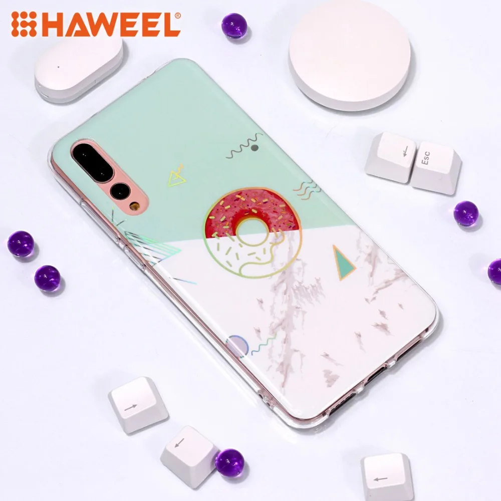 HAWEEL Чехлы для huawei P20 IMD лазерной красочные белый Мрамор узор мягкий чехол TPU