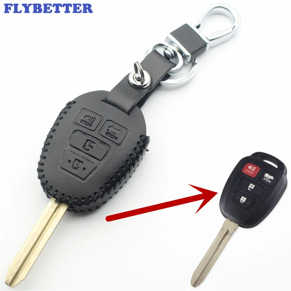 FLYBETTER чехол из натуральной кожи с 4 кнопками и дистанционным управлением для Toyota 12