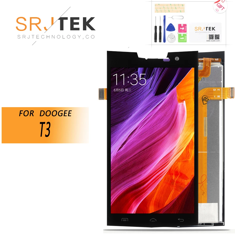 

5,0 ''x P Для DOOGEE T3 ЖК-дисплей + сенсорный ЖК-экран дигитайзер панель Замена Для DOOGEE T3 ЖК-экран с бесплатными инструментами