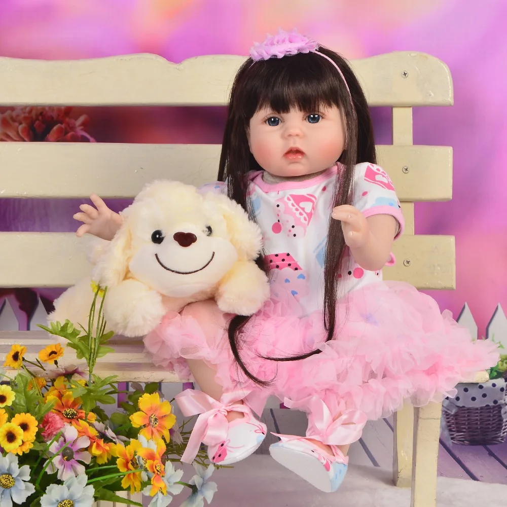 

22inch Latest new Silicone Reborn Boneca babies doll Realista Fashion Baby Dolls Children Birthday Gift Bebes 55cm vinyl girls