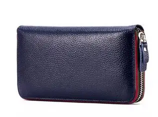 dark blue Женский кошелек, кошельки для монет, держатели для карт, бренд высокого качества,, верхний слой, натуральная коровья кожа, женский длинный клатч 066 - Цвет: dark blue