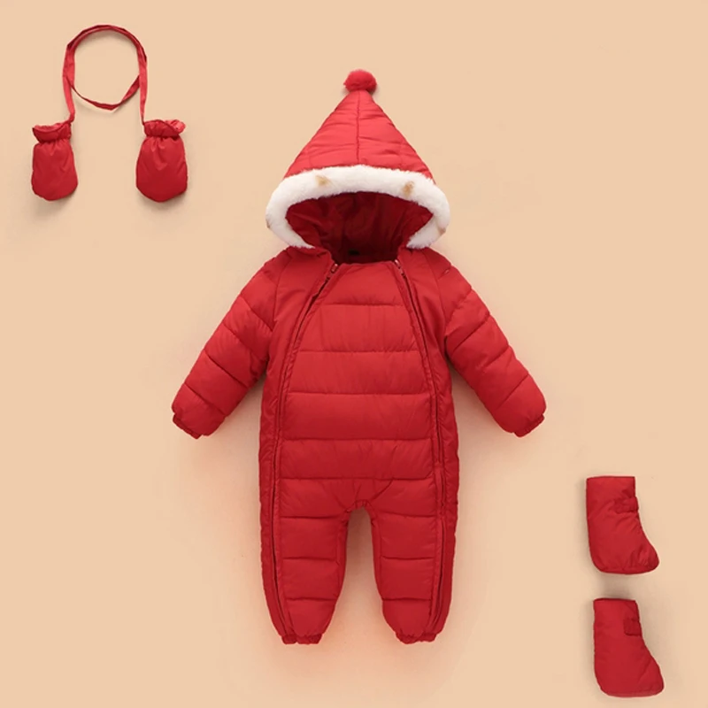Детский Пуховый комбинезон с капюшоном хлопковый Плотный Комбинезон на двойной