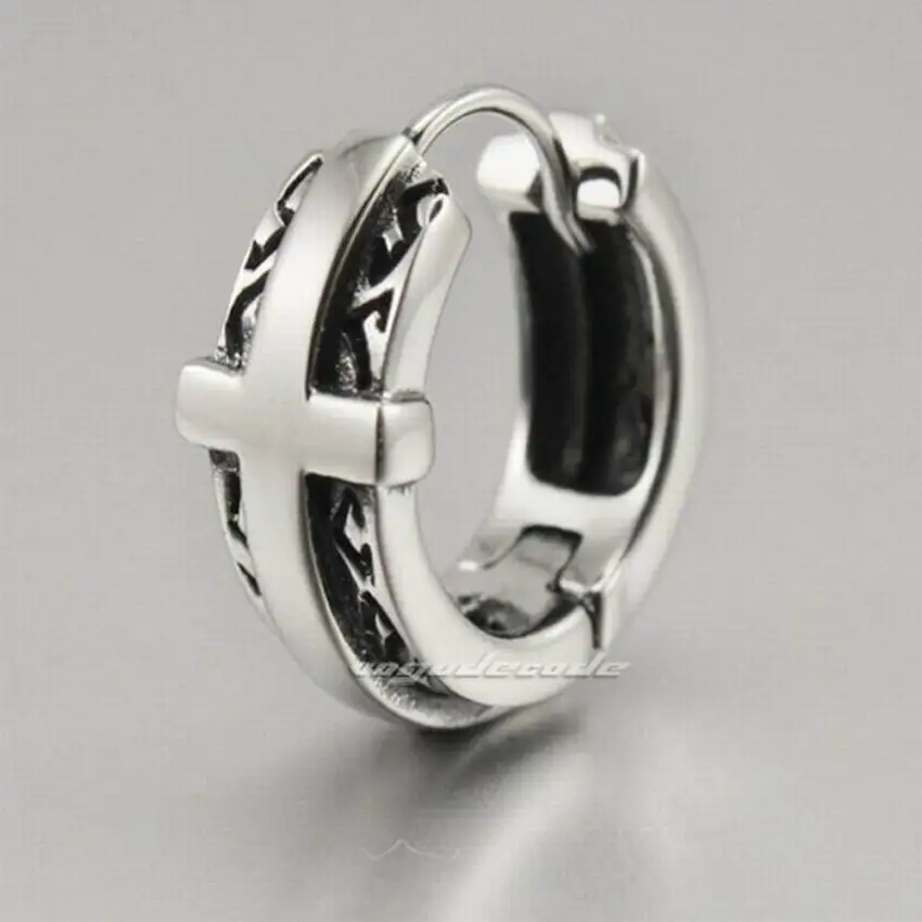 

316L Stainless Steel Cross Fashion Charms Hoop earrings S021 one piece